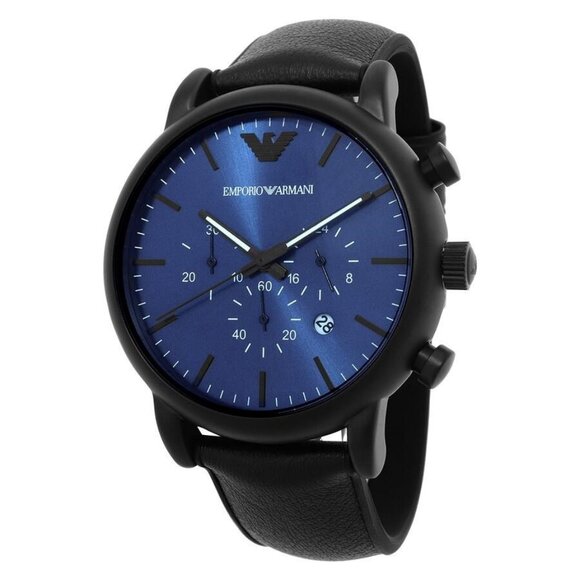 NWT Authentic Emporio Armani Armani Classic Chronograph Quartz Blue Dial Men's W - Picture 1 of 3